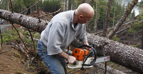 ax man with chainsaw