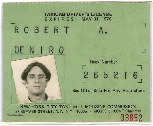 Robert Deniro taxi license