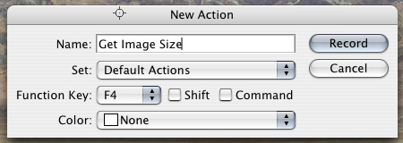 Photoshop CS2 - New Action Dialog Box